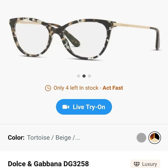 Dolce & Gabbana eyeglass frames DG3258 Tortoise, Beige, and Black - Picture 3 of 10